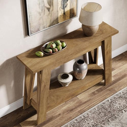 Tribesigns 41.3" Farmhouse Console Table, 2-Tier Wooden Entryway Table with Storage, Rustic Narrow Behind Couch for Living Room, Hallway, Foyer,Natural - color: Natural