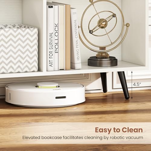 Giantex 10-Cube Bookcase, 3-Tier Modern Bookshelf with 5 Metal Legs, 55" Freestanding Open Storage Organizer with 2 Anti-tip Devices, Mid-Century Display Rack for Living Room (55" x 9.5" x 42") - size: 55" x 9.5" x 42"