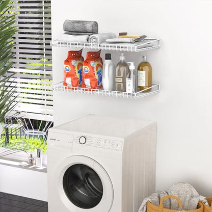 WALMANN 2 Pack Garage Wall Shelf, 23.5" x 12" Wall-Mounted Storage Shelves for Garage, Closet, Laundry Room, Heavy Duty Floating Shelving, Holds Up to 65 lbs(White) - color: White