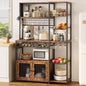 IRONCK Bakers Rack with Power Outlet, 45.5" W Kitchen Racks and Shelves | Chic Rustic Wood & Iron Frame. Ultimate Space Saver for Small Apartment Kitchens, Dining Beverage Bars, and Coffee Corners