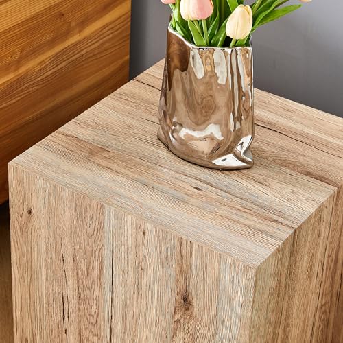 15.7" H Square Compact Coffee Table,Small Cube End Table,Modern Side Table with Stylish Wood Pattern,Minimalist Accent Table for Living Room,Office,Apartment,Nightstand(Light Wood,15.7") - color: Light Wood,15.7"h