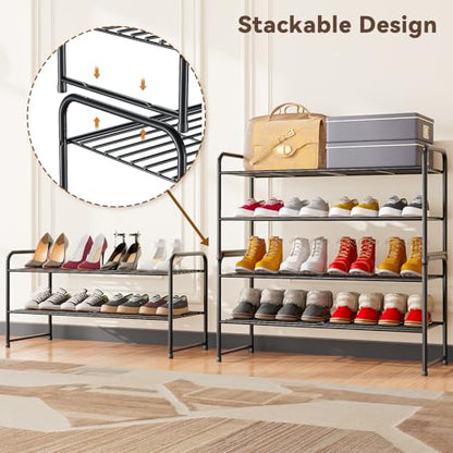 Shoe Rack 2 Tier 33” Heavy Duty Metal Closet Shoe Organizer Shelf,Black - color: Black, size: 2 Tier(32 inch)