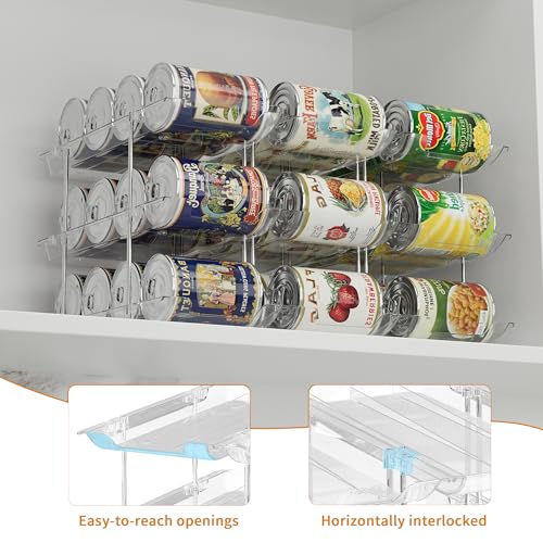 LXLXXL Can Organizer For Pantry 6 Tier*3 Canned Food Goods Organizer For Cabinet Clear Automatic Rolling Can Storage Organizer Pantry Holders Rack - size: 6Tier*3
