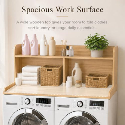 Royxen Laundry Countertop with 20“ Shelf Universal Fit, Washer and Dryer Countertop with Storage Space, Oak - color: Oak
