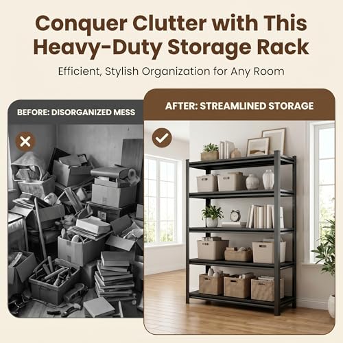 2 Tier Metal Bookshelf, Adjustable Tall Bookcase, Heavy Duty 1200 LBS Modern Deep Book Shelf, Bolt-Free Storage Shelves for Living Room, Home Office, Garage, 15.7" W x 15.7" D x 22.0" H - size: 2 Tier-15.7"W x 15.7"D x 22.0"H