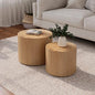 Nesting Coffee Table Set of 2, Modern Round Coffee Table, Wooden Circle Accent Tables for Small Spaces Living Room Bedroom Balcony Office Drum Side Table, Natural Wood - color: Natural Wood