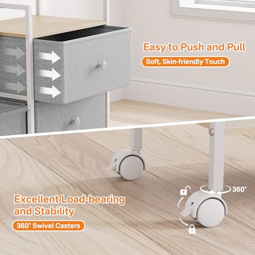 Modanais Baby Diaper Caddy Organizer Rolling Cart with Drawers, Light Gray | Detachable Dividers, 3 Tier Rolling Cart, Mobile Utility Cart with Wheels for Nursery, Bedroom, Changing Table & Crib - color: Light Gray
