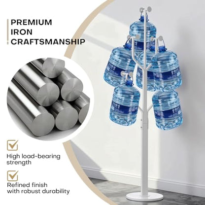 Coat Rack Freestanding Metal Coat Tree with 10 Hooks, White | Heavy Duty Standing Coat Rack, Stainless Steel Marble Base, Coat Hanger Stand for Bedroom Entryway Hallway, Hat, Bags - color: White