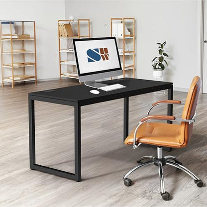 SHW 55-Inch Commercial-Grade Office Computer Desk, Black - color: Black, size: 55-Inch
