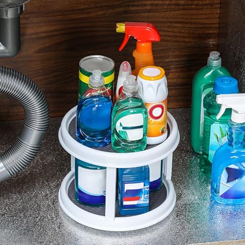 2 Tier 10" Turntable Lazy Susan Spice Organizer - Rotating Seasoning Rack for Pantry Cabinet Kitchen Countertop, Table Top Organizing - Multiuse Two Tier Rotating Organization Rack Spinner - size: 10 inch - 2 Tier - 1 Pack