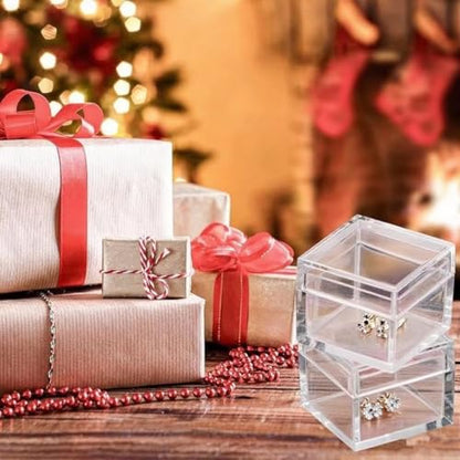 KissYou Small Acrylic Box with Lid Clear Candy Boxes for Display Party Decoration Plastic Square Cube - size: 1.18 x1.18 x 0.86 Inch