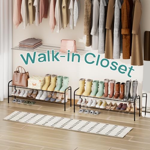 viewcare 2-Tier Shoe Rack for Closet, Extra Long Shoe Rack for Entryway & Garage, Sturdy Metal Construction, Shoe Organizer Holds 9-13 Pairs - size: 2-Tier(Extra Long)