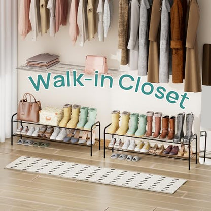 viewcare 2-Tier Shoe Rack for Closet, Extra Long Shoe Rack for Entryway & Garage, Sturdy Metal Construction, Shoe Organizer Holds 9-13 Pairs - size: 2-Tier(Extra Long)