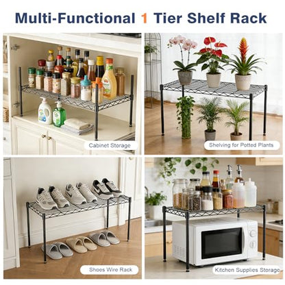 1-Tier Wire Shelf Rack,30" Wx14 Dx17 H,Single Metal Shelves Rack,Height Adjustable Metal Wire Shelving Unit and Storage for Kitchen,Cabinet,Countertop,Under-Sink,Closet,Pantry,Bathroom - size: 1-Tier,30"x14"x17"(WxDxH)