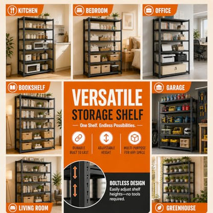 Modern Metal Book Shelf, Heavy Duty Black Bookshelf, Bolt-Free Deep Bookcase for CDs Movies Garage Kit, Adjustable Bookshelf in Living Room, Bedroom, Kitchen, Office, 28" W x14 D x32 H - size: 3-Tier 28"W x14"D x32"H