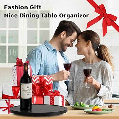 Lazy Susan Organizer Homerays 12 Inch Non-Skid Bamboo Lazy Susan for Kitchen Rotating Spice Rack for Kitchen Cabinet, Wood Turntable for Kitchen Countertop Organizer Black - size: 12" - Black
