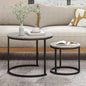HOJINLINERO Round Coffee Table,Nesting Coffee Table Set of 2,Center Tables for Living Room,Office, Home Small Space,Small Table Stacking Side Tables,Sturdy and Easy Assembly,Wood Desktop,Black+Grey - color: Grey, size: Small