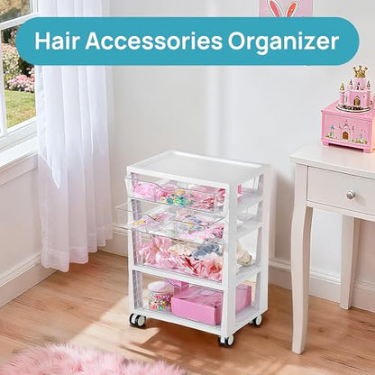 Vtopmart Plastic Drawer Storage Rolling Cart with Wheels, 4-Tier Drawer Organizer for Art Crafts Supplies, Home Office Supplies, Toys, Under Desk Storage for Office, Craft Room, Bedroom, Classroom - style: 4 Tier 4 Drawers