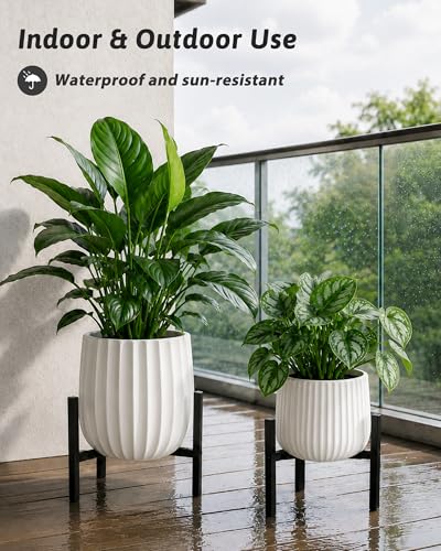 GENTINGBRO Metal Plant Stand indoor,Adjustable Modern Plant Stands,Heavy Duty Stable Plant Pot Flower Holder Indoor Outdoor Corner,Fit 8-12" Pot,Black