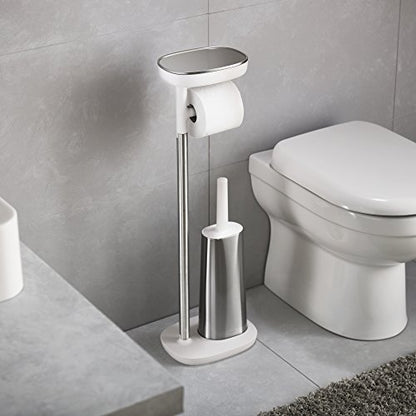 Joseph Joseph EasyStore Butler Toilet Paper Holder Stand and Flex Toilet Brush with Shelf and Drawer, Stainless Steel - style: Stand with Toilet Brush