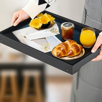 RRX Bed Tray Table with Folding Legs, Breakfast in Bed Tray (1, Black) | Bed Trays for Folding Table Eating, Kitchen Serving, Food, Sofa, Snacking or Working, Laptop Desk Dinner, Snack Tray - color: Black