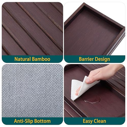 Bamboo Couch Arm Tray Table，Foldable Sofa Armrest Tray Table for Couch，Flexible and Anti-Slip Couch Arm Cup Holder，Portable Sofa Arm Chair Table for Drink,Cups, Eats，Snacks, Phone, Remote - color: Mahogany