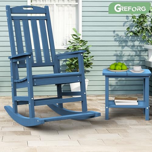 Patio Side Table, Small Rectangular HDPE Adirondack End Table for Outdoor Use in Pool, Garden, Lawn, Backyard,Navy - color: Navy