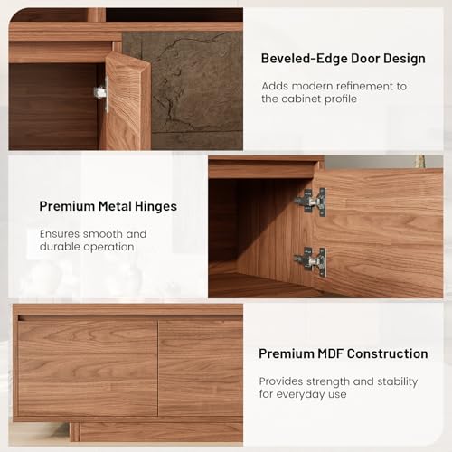 Extendable TV Stand for 65-100 Inch TVs, Modern Low Profile Entertainment Center & Media Console Collection for Living Room (Walnut, 63"-94.5") - size: 63"-94.5"