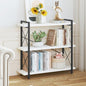 HCHQHS Bookshelf, 3-Tier Industrial Bookcase, Open Book Shelf, Freestanding Horizontal Bookshelves with Metal Frame - color: White & Black, size: 3-Tier (35.8"W x 35.8"H)
