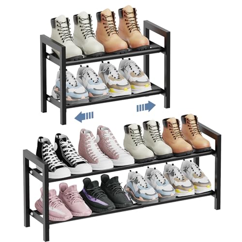 Mavivegue Expandable Shoe Rack, 2-Tier Adjustable Shoe Organizer, Shoe Shelf for Closet, Entryway, Front Door - size: 2 Tier,19-33"