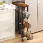 Honest Slim Storage Cart 4-Tier Slim Rolling Cart with Metal Frame and Wooden Top, 6.3 Inches, Storage Cart for Kitchen, Dining Room, Living Room, Bathroom, Home Office, Rustic Brown and Black - size: 4 Tiers (6.3"D x 30.3"H)