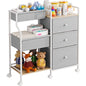 Modanais Baby Diaper Caddy Organizer Rolling Cart with Drawers, Light Gray | Detachable Dividers, 3 Tier Rolling Cart, Mobile Utility Cart with Wheels for Nursery, Bedroom, Changing Table & Crib - color: Light Gray