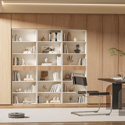 INNOD 72" Tall Bookshelf with Storage, 7-Tier Bookcase Fluted with Drawer, Display Book Shelf Book Organizer with Anti-tip Device, Home Decor Wood Furniture for Bedroom, Living Room and Office, White