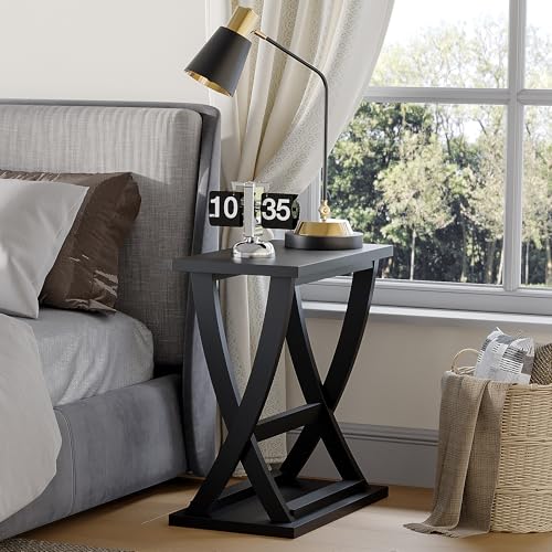 ChooChooEnd Table, Narrow Side Table with Storage Shelf | Simple shape, Living Room, Black - color: Black, size: 11.81"D x 23.62"W x 23.03"H