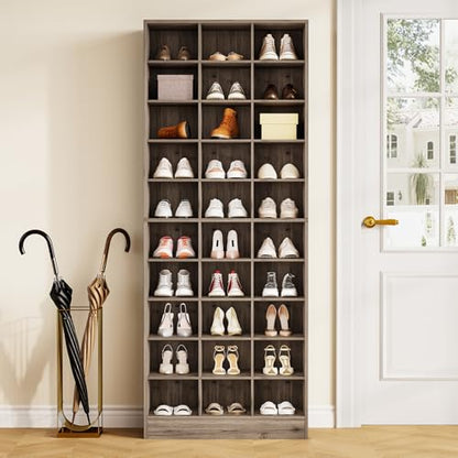 LITTLE TREE 70.9" Tall Shoe Rack, 10-Tier Freestanding Shelf, Max. Store 30 Pairs, Shoe Cabinet Organizer for Living Room, Entryway, Cloakroom, Grey - color: Grey