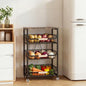 JAQ Fruit Vegetables Carts, 4-Tier Slide Out Metal Storage Baskets Stand Organizers with Wood Top and Handle on Rolling Wheels for Onions in Kitchen Pantry Fruteros para Cocina -(Black, 4 Layer) - color: 4-tier/Black