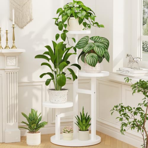 LASZOLA Wood Small Plant Stand Table Tall for Indoor Corner, 3 Tier White | Flower Pot Holder Rack for Multiple Plants, Rustic Planter Shelf Display for Patio Garden Balcony Living Room - color: White, size: 3 Tier