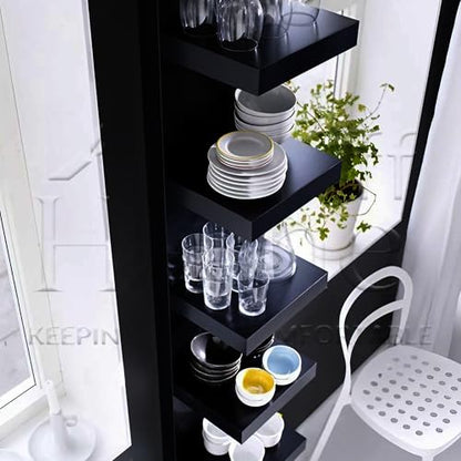 Home Stuff Wall Shelf Unit, 11 3/4x74 3/4,Use Fixing Devices Suitable for The Walls in Your Home. (2 x Black) - color: 2 X Black