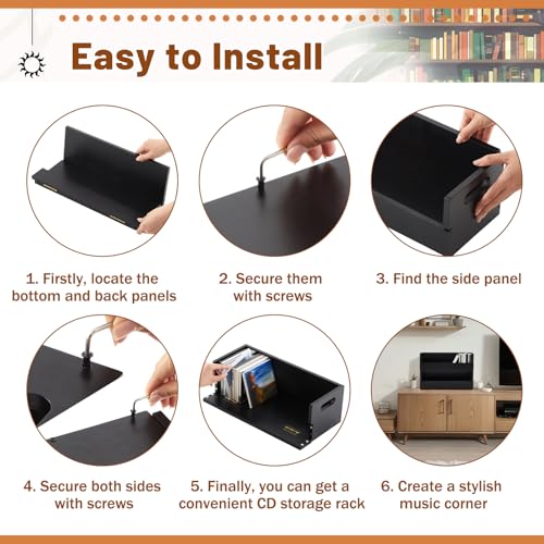 CroBlissful 4 Set Wooden CD Storage Box,Holds 144 CDs(36 Each),Stackable CD Holder Organizer with Magnetic Front Flap and Carrying Handles for DVDs, Cassette Tapes and Movie Cases (Black) - color: Black