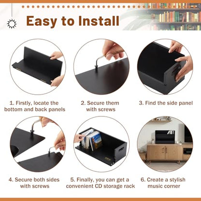 CroBlissful 4 Set Wooden CD Storage Box,Holds 144 CDs(36 Each),Stackable CD Holder Organizer with Magnetic Front Flap and Carrying Handles for DVDs, Cassette Tapes and Movie Cases (Black) - color: Black