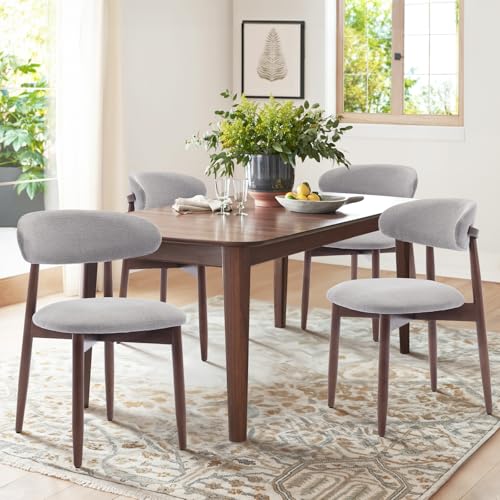 COLAMY Wooden Dining Chairs Set of 4, Modern Fabric Upholstered Dining Room Chair, Farmhouse Kitchen Chair with Foot Pegs, Light Grey - color: Lightgrey, size: Set of 4