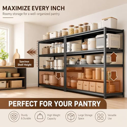 4 Tier Metal Bookshelf, Adjustable Tall Bookcase, Heavy Duty 2400 LBS Modern Deep Book Shelf, Bolt-Free Storage Shelves for Living Room, Home Office, Garage, 14" Wx 12" Dx 44" H - size: 4Tier-14"Wx 12"Dx 44"H