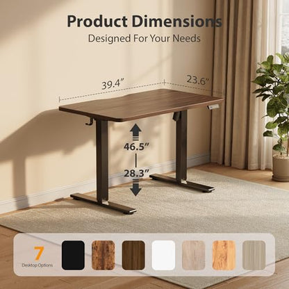 Cubiker Standing Desk, 40x24 Inches Sit Stand Home Office Desk, Electric Stand up Desk, Adjustable Desk with Splice Board, Black Frame/Black Walnut Top - color: Black Walnut, size: 40x24