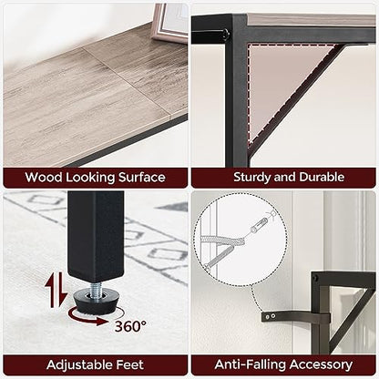 MAHANCRIS Console Table, Narrow Sofa Table, 43.7” Entrance Table with Power Station, Behind Couch Table, Simple Style, for Living Room, Hallway, Entryway, Foyer, Greige and Black CTHG112E01 - color: Greige,black