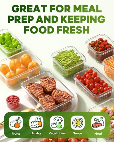 KEMETHY 70 PCS Food Storage Containers with Lids(35 Containers & 35 Lids), BPA-Free Plastic Food Containers for Kitchen Storage, Leak Proof, Reusable Meal Prep Containers with Labels & Pen - color: 70 PCS