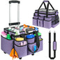 Large Rolling Cleaning Caddy Bag with Detachable Trolley,Cleaning Cart on Wheels with Shoulder Strap,Cleaning Supplies Organizer for Housekeepers,Purple - color: Purple