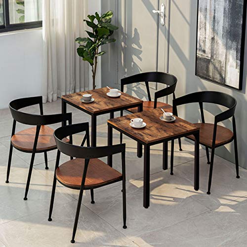MUPATER Square Industrial Kitchen Dining Table, Desk for Small Spaces with Stable Metal Sturdy Construction, 27.6''W x 27.6''L x 29.5''H, Rustic Brown