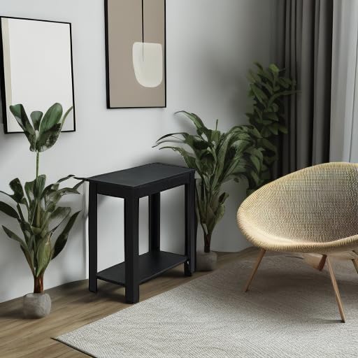 Convenience Concepts Designs2Go Baja Chairside End Table 23.75"- Modern Living Room Table with Storage Shelf, Transitional Bedside Table, Black - color: Black