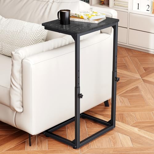 7-Level Adjustable C-Shaped End Table, Small Side Table for Couch, Sofa TV Tray Table for Living Room, Bedroom, Bedside ET-SA-BKW1 - color: Black