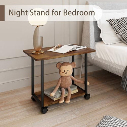 MARTY 22"x15.75" Large Printer Stand Under Desk, Rolling Cart Printer Table | 2 Tier Rolling Printer Cart with Wheels, Storage Shelf, Fit Printer/Fax/3d/Scanner, For Home Office Dorms, Heavy Duty, Brown - color: Rustic Brown